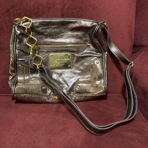 Coogi brown and gold handbag with snakeskin, gold and logo detail. Like new!